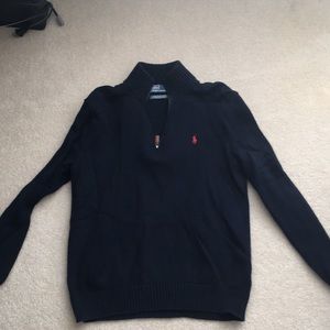 Dark blue polo quarter zip
